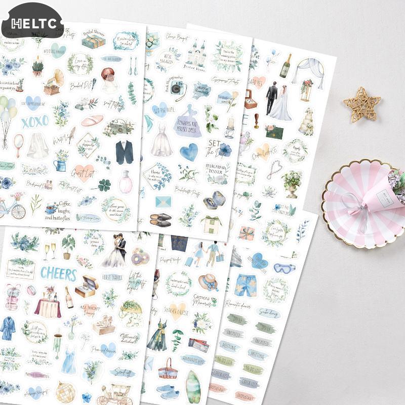 New 6sheet Wedding Bliss Stickers Romantic Wedding Theme Self-Adhesive Journal Sticker For Wedding Plan Scrapbooking DIY Decor