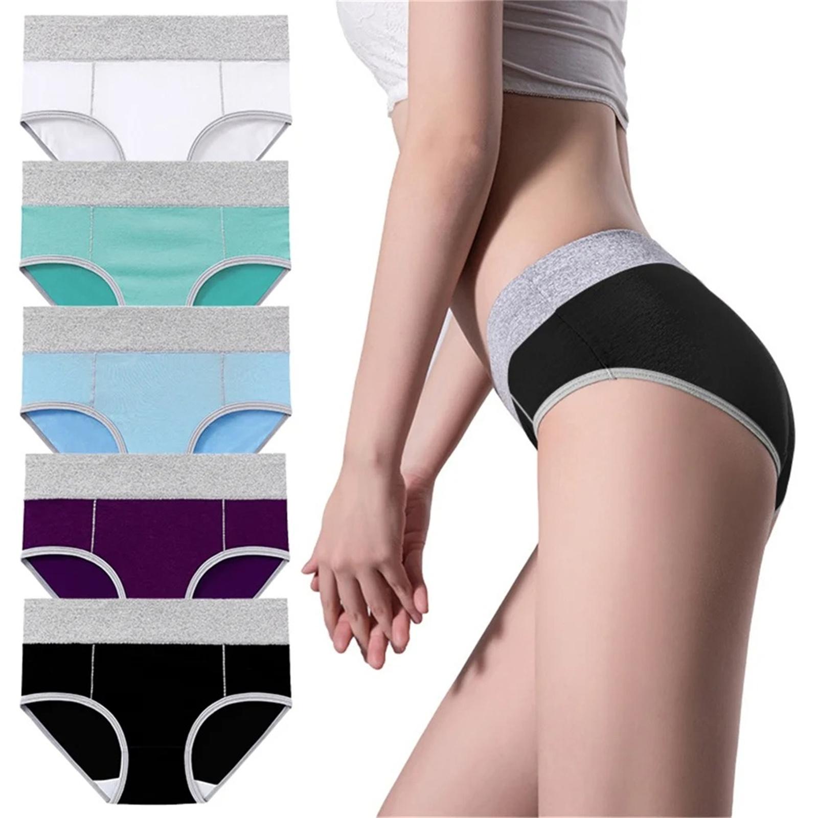 Women s High Waisted Cotton Briefs 5 Pack Soft Stretchy Full Coverage Panties Multicolor Everyday Underwear S