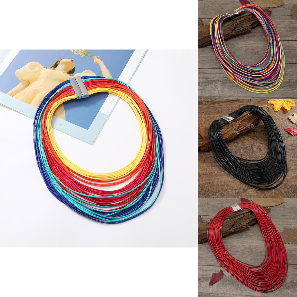 Trendy Multilayer Leather Necklace With Geometric Shape For Female Wear