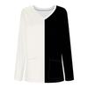 Women's Fashion V-Neck Long Sleeve Workwear With Pocket Striped Printed T-Shirt Top