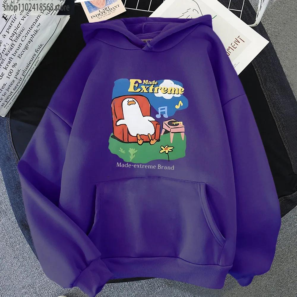 Kawaii Duck Made-extreme Brand Hoodies Cartoon Anime Graphic Sweatshirts Autumn Winter Women Men Clothing Y2k Sudaderas