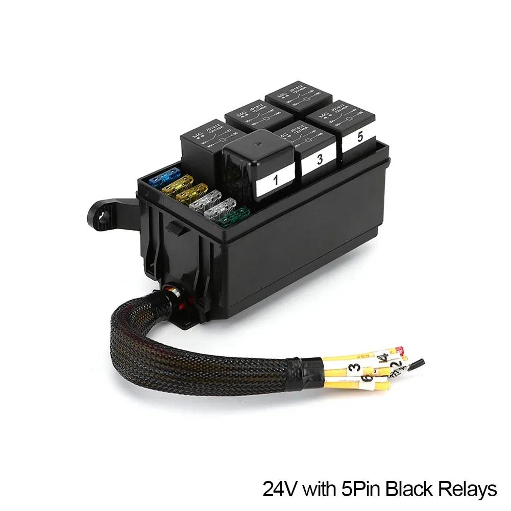 12V Relay Box 6 Way Universal Relay Fuse Box 6 Slots Relay Block ATC/ATO Fuse Block with Relay Waterproof Kit for Car Truck
