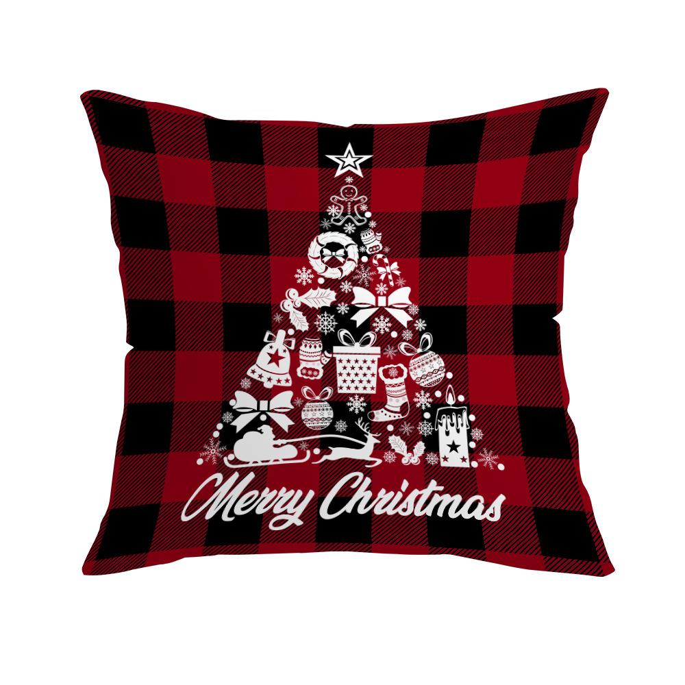 

New Style Pillowcase Buffalo Plaid Christmas Print Pillowcase Home Bedroom Decoration 45*45cm
