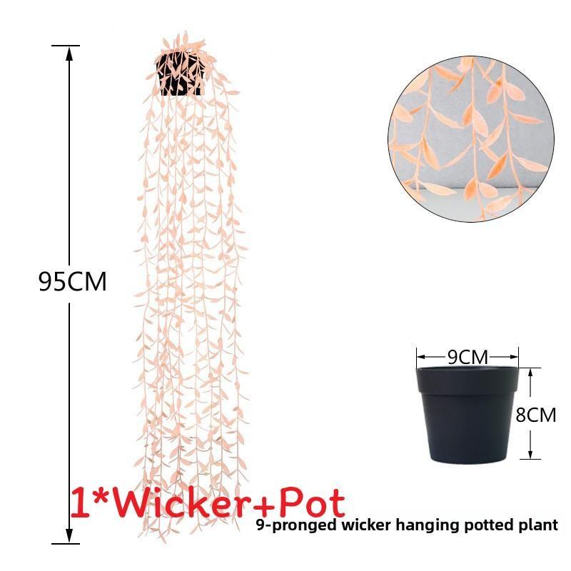 Faux Hanging Vine Plant With Green Leaves For Balcony And Party Decoration