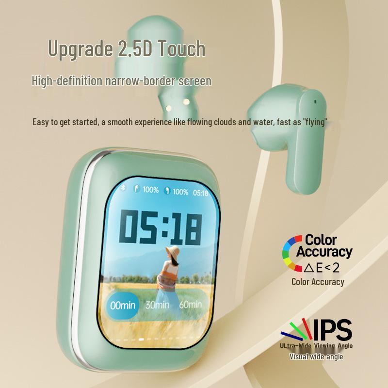 New Bluetooth Earphones with Slide Cover, HD Display, Touch Control, Noise Reduction, & Long Battery Life