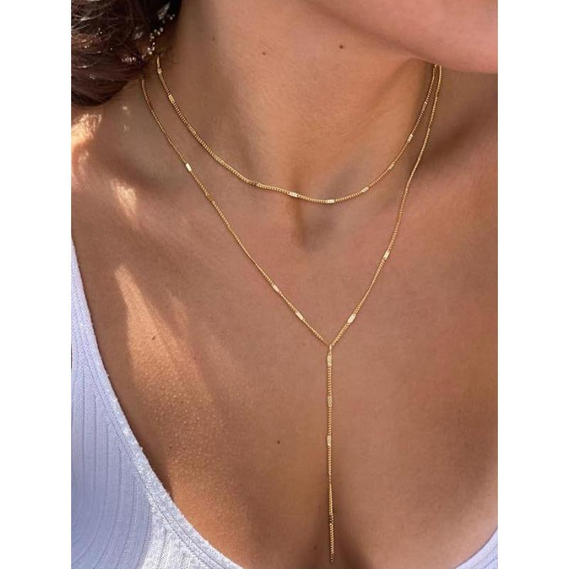 Collana a Y con nappa a catena intarsiata di zirconi - elegante e alla moda, catena a collare stile corda, regalo ideale per occasioni speciali