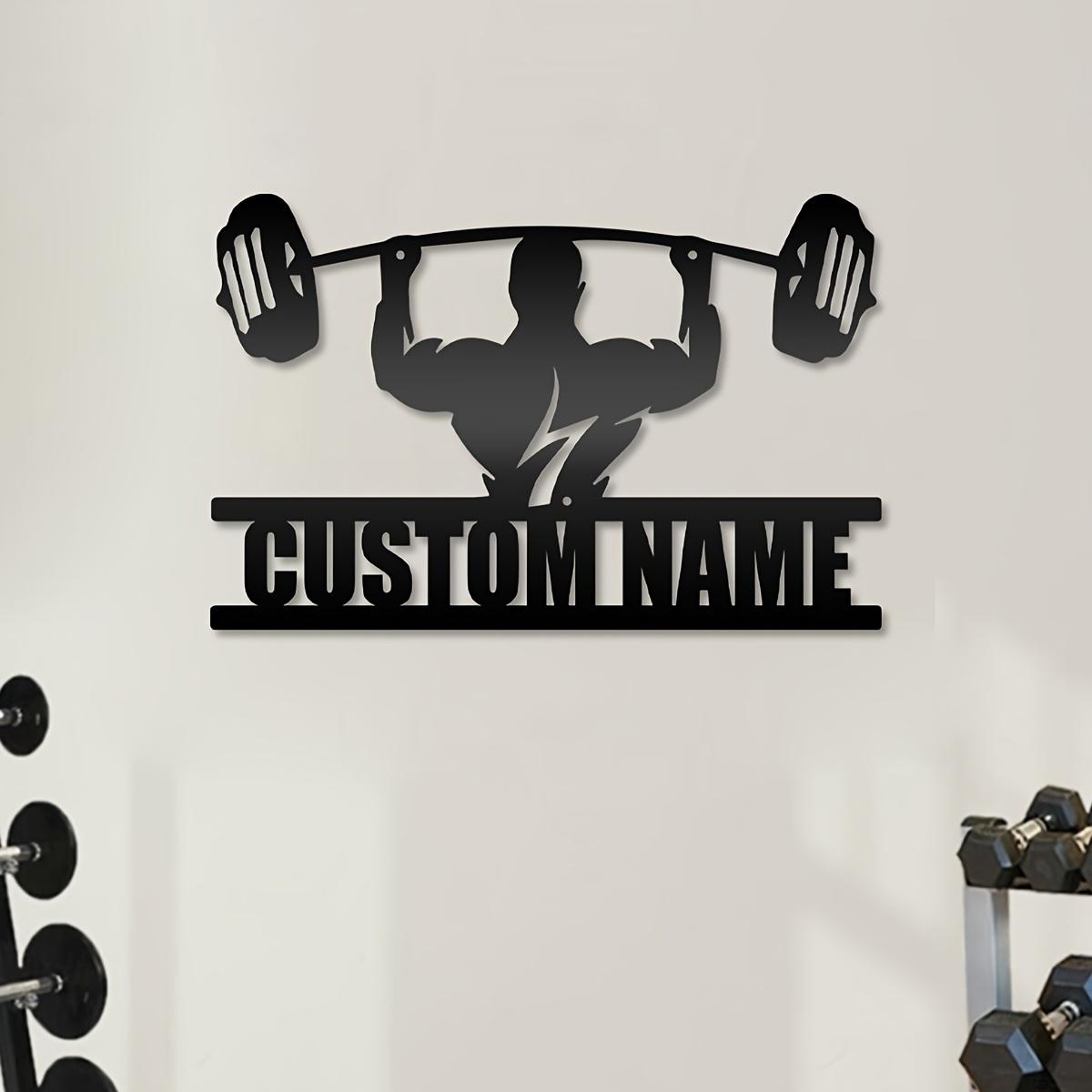

Custom Personalized Metal Sign Gym Wall Art Barbell Bodybuilding Fitness Decor S
