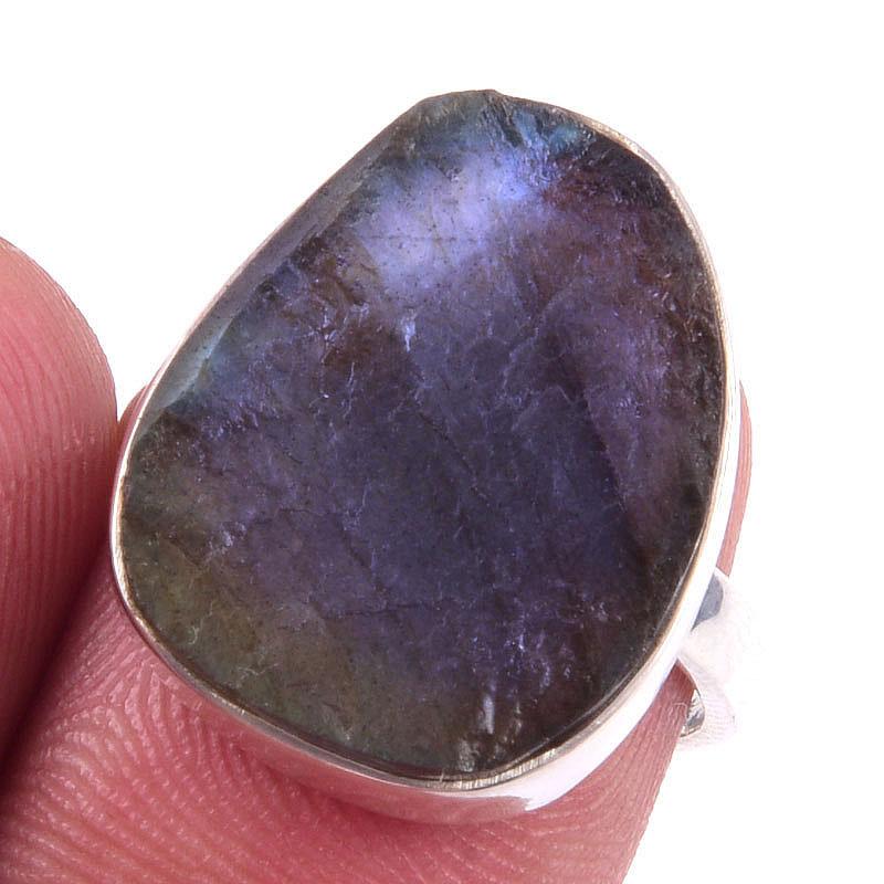 

Natural Labradorite Gemstone Handmade 925 Solid Sterling Silver Ring Size 7 H0F85