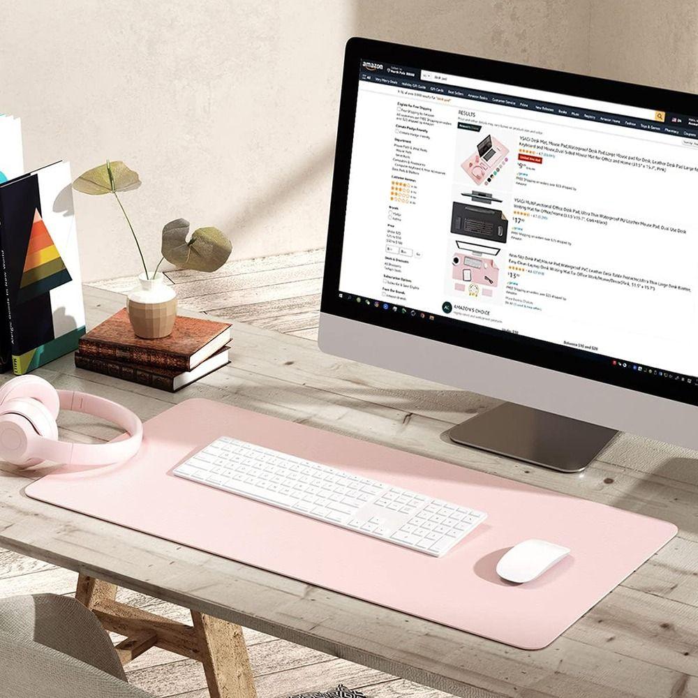 Dual Side PU Mouse Pad Waterproof Keyboard Mousepad Easy Clean Desk Blotter  Office