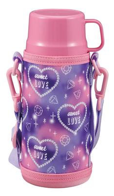 CAPTAIN STAG Water Direct Cup Doppelwandig Edelstahl Vakuum Wärme Kälte 2WAY Kinder Inklusive Hülle mit Schulter Herz Produkt 98 x 80 x Höhe 215 mm