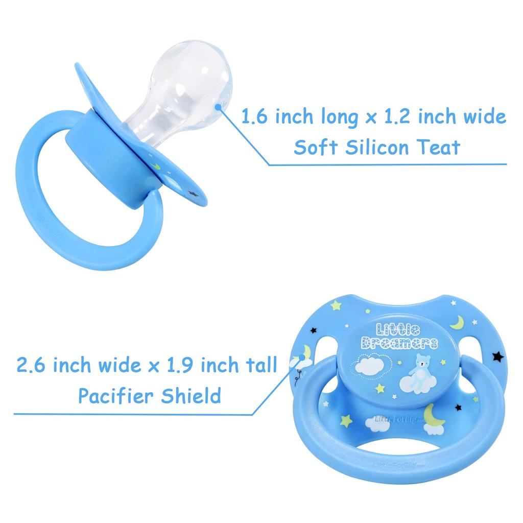 LittleForBig Adult New Model 2nd Generation with Lid Blue Pacifier, [Sleeping Bear]