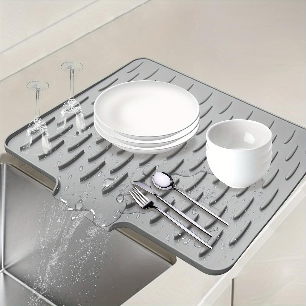 1pcs Silicone Kitchen Sink Drying Mat Non-Slip Dish Drying Rack Water Drainage Pad for Countertops