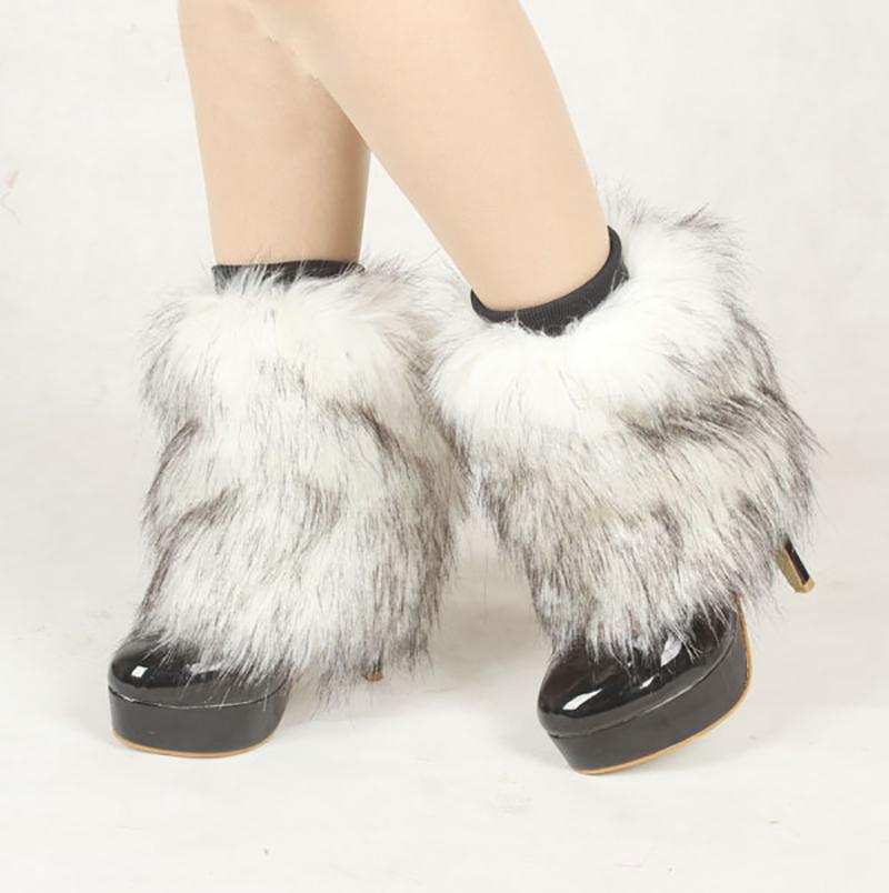 Dammode bootsmanschett fluffig mjuk päls fuskpäls benvärmare kängor 20-40 cm