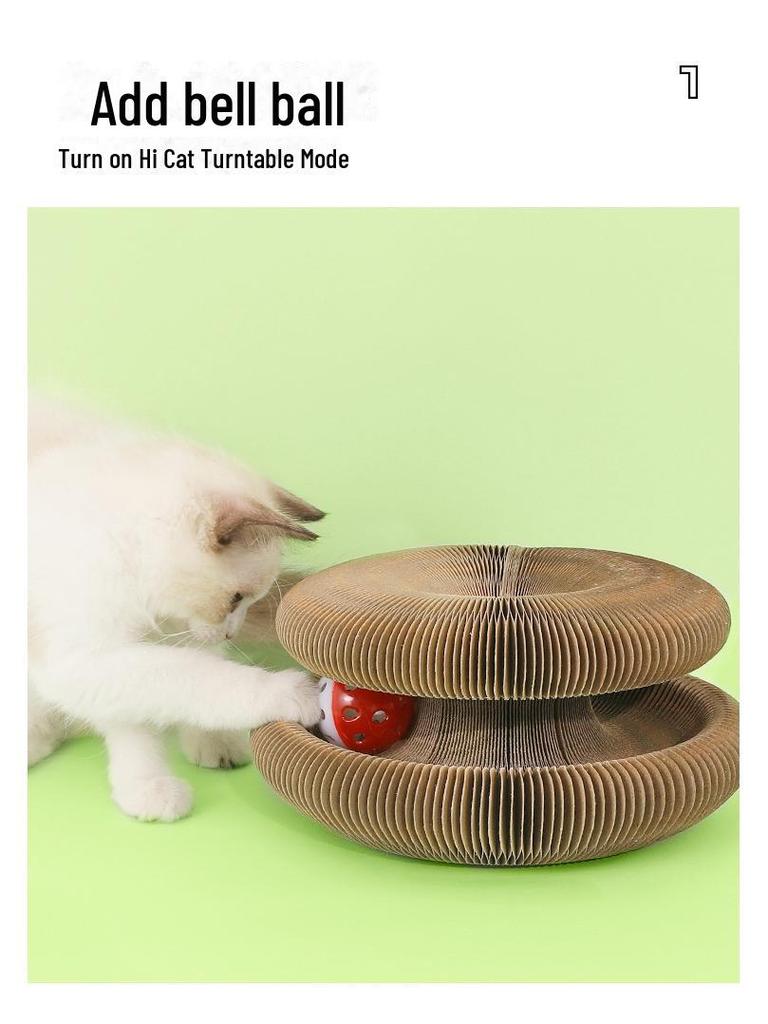 Magic Accordion Cat Scratcher with Ball & Bell - Popular Cat Climbing Toy
