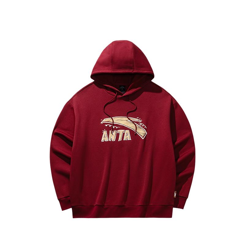 Anta Autumn Fleece Hooded Sweatshirt Unisex tops Lychee-Red 972548703-4