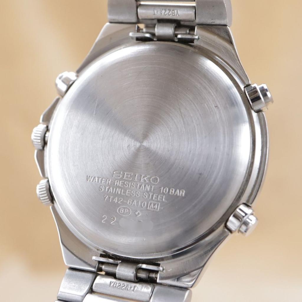 Seiko Chronograph SEIKO CHRONOGRAPH Quartz 1992 Model Battery Replaced CH598 7T42-6A10 Men's 37.5mm [6-Month Warranty]