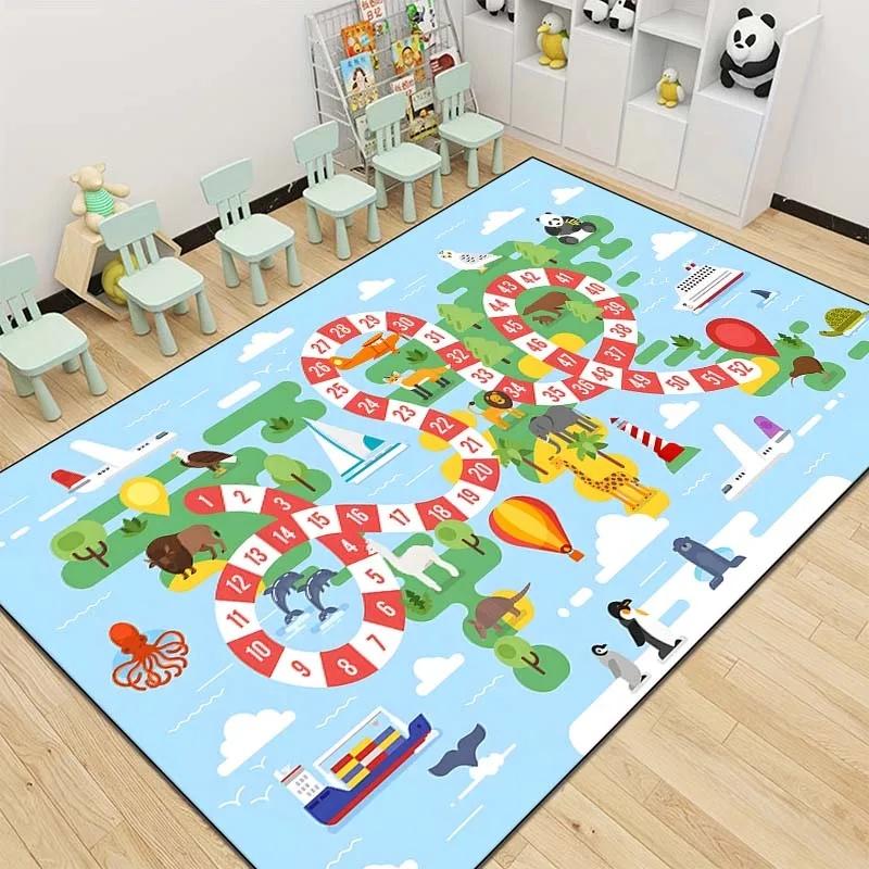 Playful Snakes and Ladders Floor Mat Creative Carpet for Bedroom or Living Room Fun Rug for Dressing Room or Play Area Decor