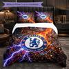 Chelsea FC Pattern 3 Pieces Bedding Set Soft Microfiber Duvet Cover with Pillow Cases for Bedroom