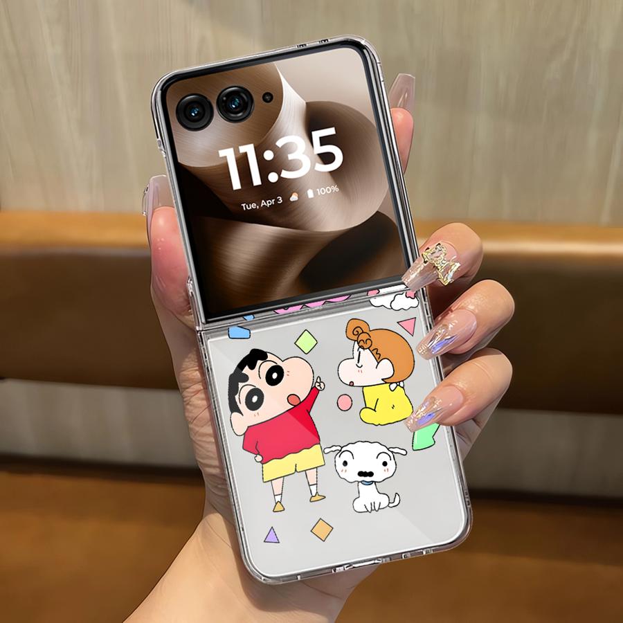 

Soft Clear Phone Cover Luxury Funda Case for Motorola Razr 50Ultra 60 Ultra 50 50/60 Cartoon Himawari Shin Motorola Razr 60 Ultra