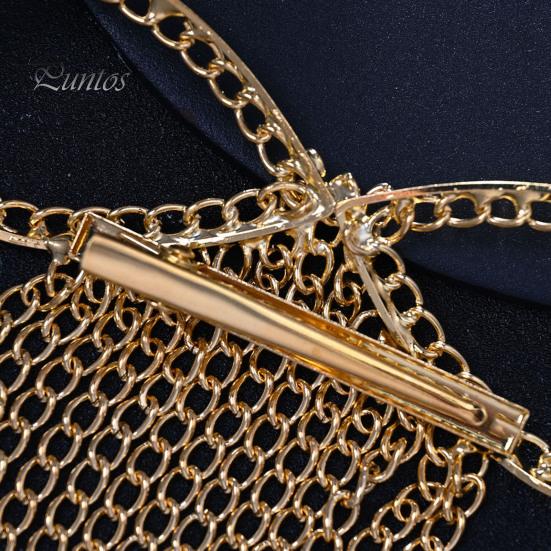 Hollow Bow Hair Clip Clip, Short Chain Tassel Hairpin, Metal Elastic for Medium Bowknot Ponytail Holder Accessories Women Girls Gold Plated