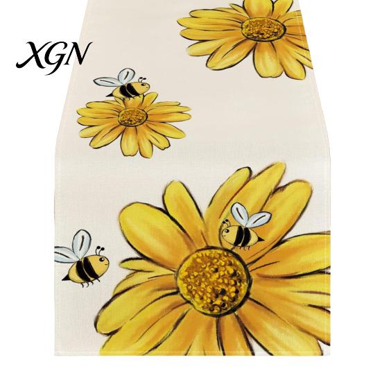 Floral Table Runner for Dining Room Runner, Spring Summer Flower Prints, 72 Inch Botanical Garden Print Farmhouse Cover Home Decor Soft