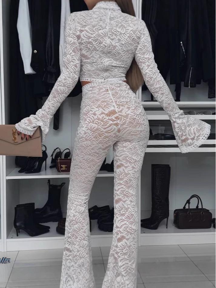 2025 European and American Spring/Summer Lace Slim-Fit Two-Piece Set for Women