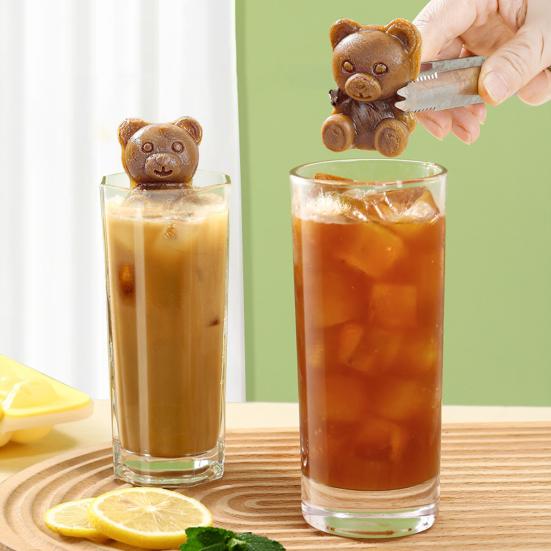 Bear-Shaped Ice Cube Tray Easy-Release Silicone Ice Mold for Freezer Cute Animal Ice Maker for Cocktails Coffee Summer Kitchen Tool
