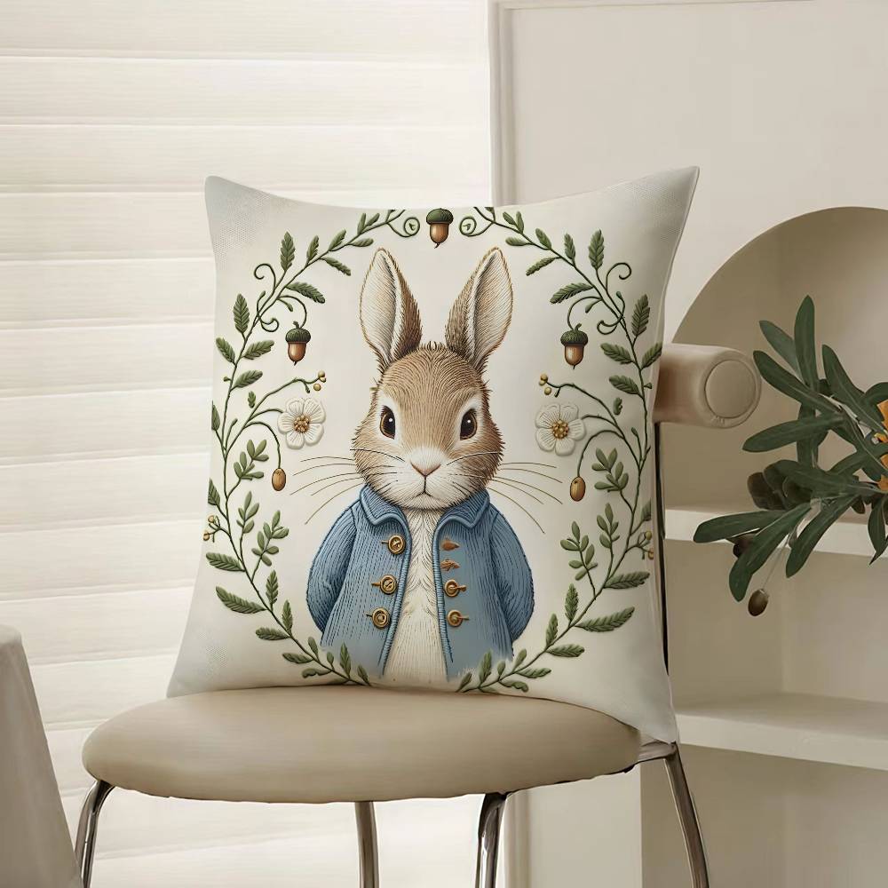 Cartoon Character Cute-Peter Rabbit-Smart Pillow Case Comfort Sofa Bed Silky elegant Invisible zipper Decorative cushion cover
