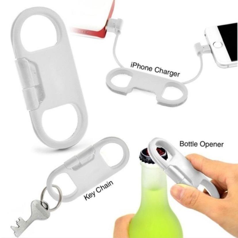 1 Pcs 3 In 1 USB Cable Keychain Charging Cables Beer Bottle Opener for Android IPhone Charger