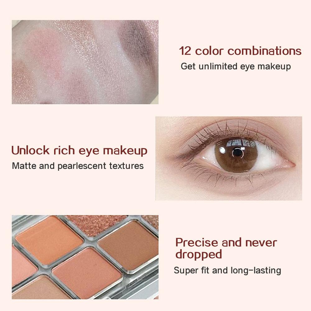 HERORANGE Artistic Twelve Color Eyeshadow Palette Pearlescent Matte Eyeshadow Popular Earth Color Daily Repair Long-lasting Color