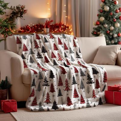 Christmas Flannel Blanket Throw Red Reindeer Soft Fuzzy Plush Cozy Blankets for Couch Sofa Bed Lounging Ideal Gifts for FAMILY
