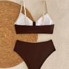 New Bikini Splicing Swimsuit European and American Knotted Swimsuit Female Sexy Swimsuit Color Matching Bikini