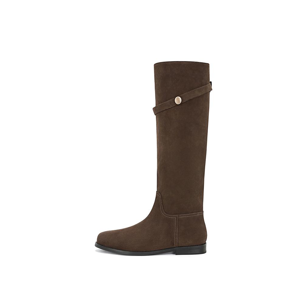 

Версия из коровьей кожи ~ Те же корейские кожаные ботинки с маленькой золотой пряжкой от Su Yinyin, средние и высокие ботинки, длинные ботинки, женские рыцарские ботинки 37