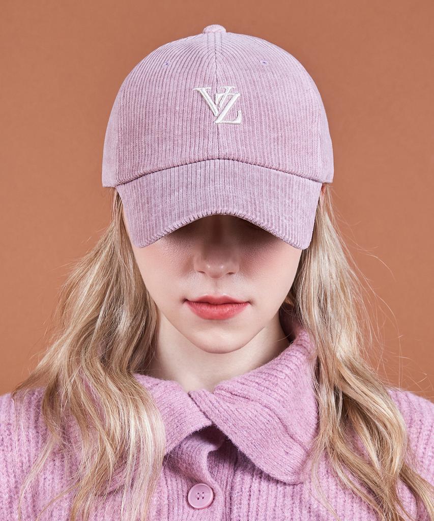 Bajal 3D Monogram Pigment Washed Corduroy Oversized Ball Cap Pink