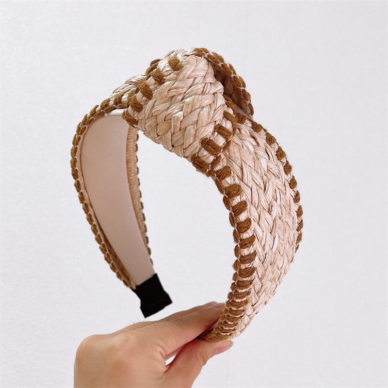 Popular Raffia Knotted Headband Women Ladies Casual Shopping Headpiece Wide Female Hairbands
