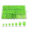 900PCS Oval Green Plastic Luminous Fishing Beads Glowing Sink Beads For Treble-Hook Fishing Rigs Fishing Lures Tackle