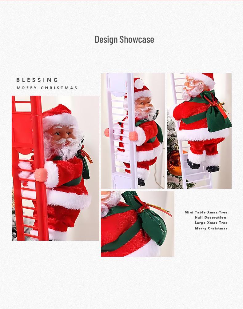 Red Climbing Santa Claus with White Ladder for Christmas Decor