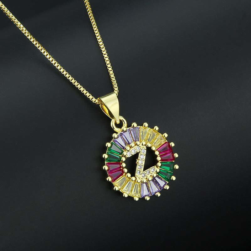 European and American simple 26 letter necklace directly from the manufacturer color zirconium English temperament pendant necklace wholesale