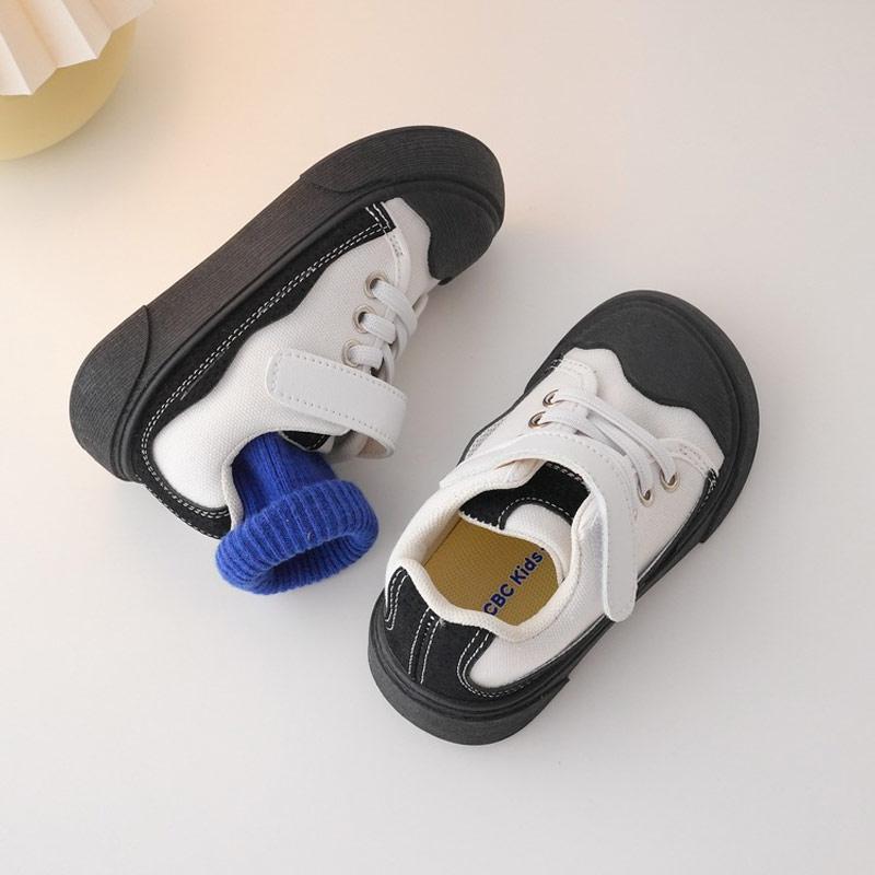 Children Canvas Shoes Boys Toe Protection Casual Shoes Girls Retro Style Soft Sole Nonslip Sneakers Size 23