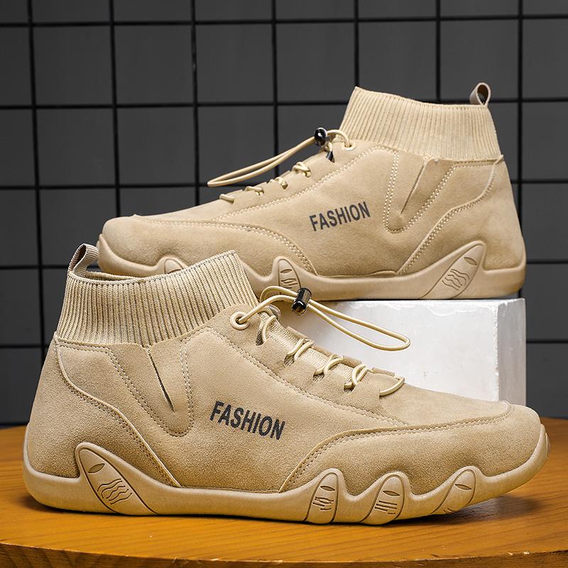 New Men Boots Autumn Luxury Ankle Boots Casual High Top Socks Shoes Comfortable Flat Bottom Loafers Male Sneakers Shose for Men