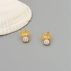 Trendy Temperament Earrings Women'S Sweet Micro-Zircon Crown Stud Earrings