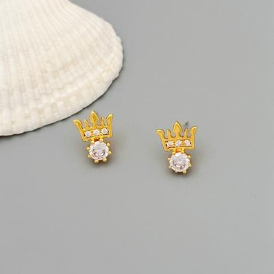 Boucles d'oreilles Tendance Tempérament Boucles d'oreilles Puces Couronne Zirconium Micro Douces pour Femmes