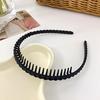 Women Headband Elastic Solid Color Anti-slip Frosted Braid Broken Hair Organization Face Washing Bath Hair Hoop with Teeth Female Headwear