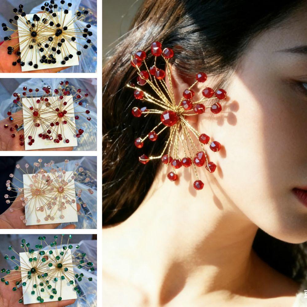 1Pair Exaggerated Snowflake Earrings Luxury Beaded Crystal Earring Bridal Accessories