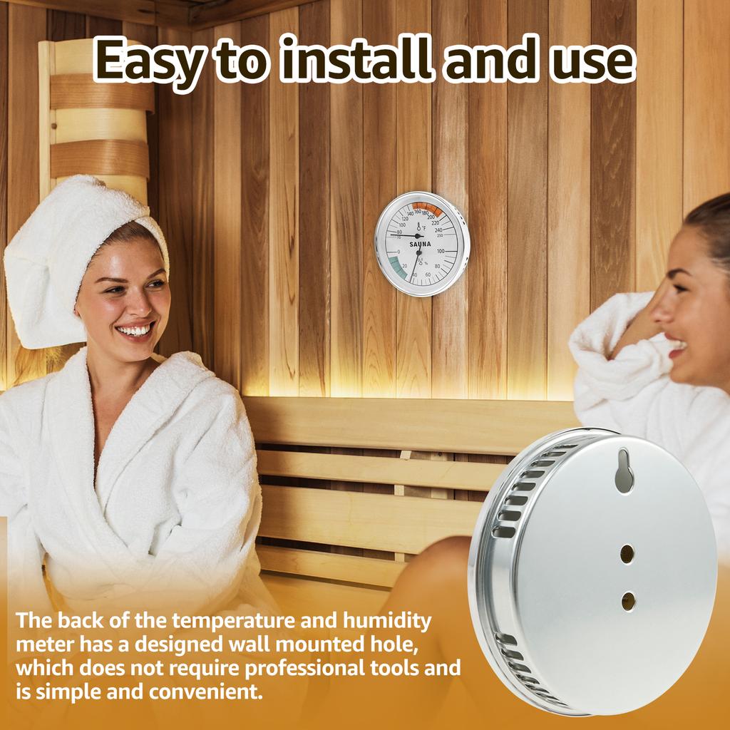 Sauna Thermometer & Hygrometer Alloy Wall-Mounted Spa Accessory Precise Mechanical Testing Indoor Family Hotel