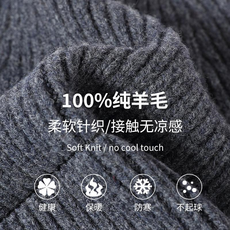 100% pure wool knitted hat thermal pullover hat autumn and winter new versatile fashion cold hat ear protector wool hat
