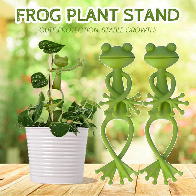 Frog Plant Stand, Cute Frog Flower Pot Hugger Plant Climbing Fixture Clips, Garden Frog Climbing Branch & Planter Stake Decor