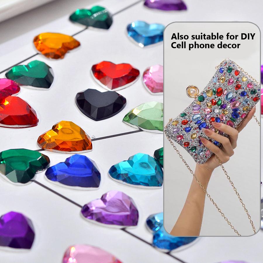36Pcs 3D Nail Rhinestones, Flat Back Square Heart Drop Shape Wheel, Nail Glitter Gems Decorations for DIY Manicure Cell Phone Decor