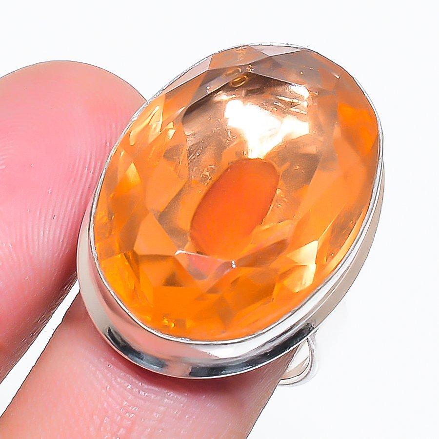 Natural Morganite Gemstone Handmade 925 Sterling Silver Jewelry Ring Size 8 j0p11