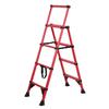 Aluminum Telescoping Ladder, 4 Step Ladder, Foldable Safety Household Ladder with Air Cushion & Anti-Slip Feet, Herringbone Design Ladder for Home